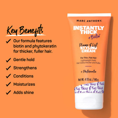 Marc Anthony Instantly Thick Styling Hair Cream ( ) - Vitamin E & Biotin For Thicker Fuller Hair With Lightweight Hold - Volumizing Product For Thin Flat Hair 2-Pack