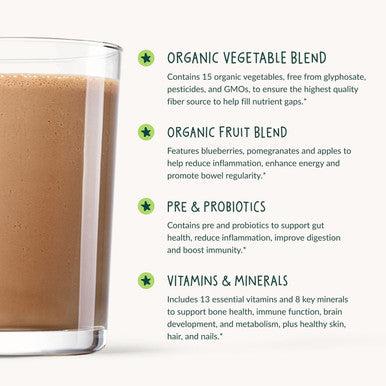Beam Kids All in One Superfood Powder Nutritional Shake Organic Greens Probiotics Vitamins Immune Support Gut Health Superfood Drink Daily Nutrition for Children No Artificial Sweeteners