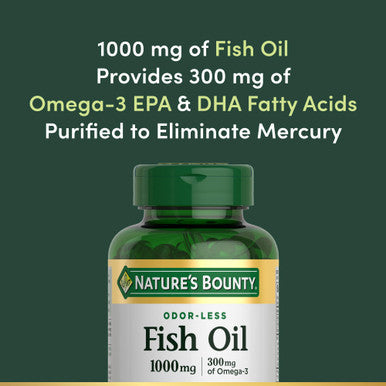 Nature's Bounty Omega 3 Fish Oil Odorless (1000mg, 120 Softgels)