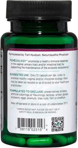 Vitanica FemEcology Vaginal and Intestinal Probiotic Support Vegetarian 30 Capsules