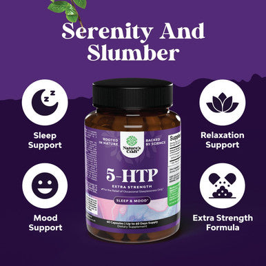 Natures Craft 5 HTP Supplement 5-Hydroxytryptophan - 5HTP 100mg per Serving Gentle Herbal Sleep and Mood Enhancer - 5-HTP 100 mg per Serving Mood Supplement and Sleep Support Capsules from Griffonia Simplicifolia