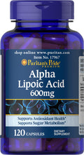 Puritans Pride Alpha Lipoic 600 Mg, 120 Count