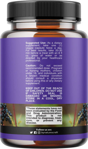 Natures Craft Black Elderberry Capsules Antioxidant Supplement - Elderberry Immune Support Skin Supplement with Skin Vitamins and Sambucus Elderberry Extract - Elderberry Supplement Immune System Support Supplement