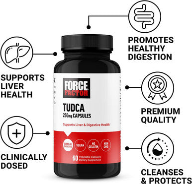 Force Factor TUDCA Liver Support Supplement Powerful Bile Salt for Gallbladder Health and Liver Health Tauroursodeoxycholic Acid Clinical Dose Vegan Friendly Non-GMO 60 Vegetable Capsules
