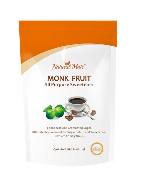 Natural Mate Monk Fruit All Purpose Sweetener with Erythritol 2x Sugar Sweetness, 10 Ounce