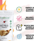 Mother Nature Organics Superfoods for Organic Living Usda Organic Red Maca Root Powder Raw Vegan Hormone Regulation Great Pre Workout Muscle Mass Gain Non Gmo (1Lb)