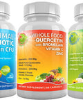Quercetin 500mg with Bromelain Zinc and Vitamin C Supplement Bundle up with Vegan Probiotic Prebiotic Supplement and Optimal DIM Plus Supplement 200mg for Estrogen and Hormonal Balance