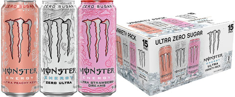 Monster Energy Zero Ultra, Sugar Free Energy Drink, 16 Ounce | Pack of 15