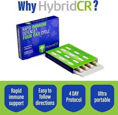 Hybridcr Rapid Immune Support Supplement Pharmacist Formulated Natural Herbal Formula To Immunity Boost Response Gluten-Natural Cold Remedy 12 Capsules In 4 Day Dose Pack