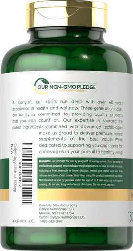 Carlyle Guggul Extract 1500mg | 180 Capsules | Guggulsterone Supplement | Non-GMO and Gluten