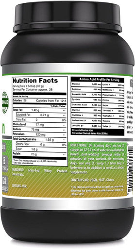 Amazing Nutrition Formulas Grass FED Whey Protein (Non-GMO Gluten ) -Made with Natural Sweetener and Flavor - rBGH & RBST -Supports Energy Production & Muscle Growth (Unflavored 2 Lb)