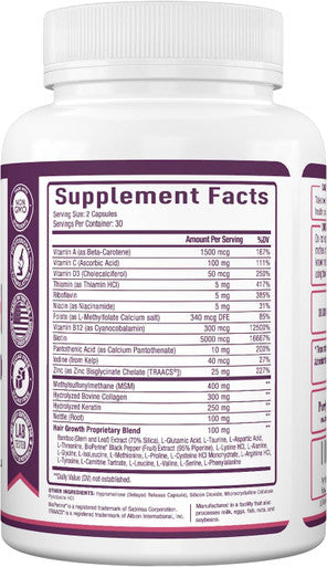 Premium Hair Growth For Women & Men - Hair Growth Vitamins W/ Biotin & Keratin - Prevents Hair Loss & Thinning, Supports Thicker Healthier Hair Growth - Supplement For All Hair Types, 60 Capsules