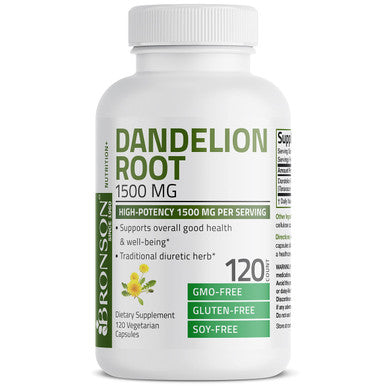 Bronson Dandelion Root 1500 MG High Potency, Supports Overall Good Health & Well-Being, Traditional Diuretic Herb - Non-GMO, 120 Vegetarian Capsules