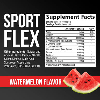 Pre Workout Powder for Massive Pump, Energy, Strength with Caffeine and Beta-Alanine - Watermelon Preworkout Drink for Men & Women - 30 Servings