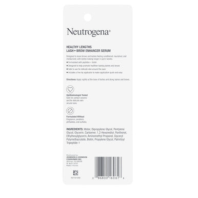 Neutrogena Healthy Lash + Brow Enhancer Serum Formulated with Biotin & Peptides; Nourishing & Conditioning Serum to Enhance the Look of Lashes & Eyebrows, 0.08 oz