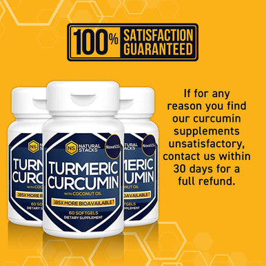 NATURAL STACKS Turmeric Curcumin 60 ct. - 185x More Bioavailable Liquid Soft Gel - Supports Healthy Joints, Brain Function and Inflammation Response - 100mg Organic Coconut Oil for Rapid Absorption