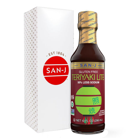San-J - Spice of Life Variety Pack- Teriyaki, Orange Sauce, Szechuan, Thai Peanut - All Gluten Free Cooking Sauces - Non-GMO - 10 oz. Bottles - 4 Pack