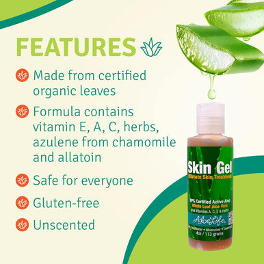 Aloe Life Skin Gel & Herbs Ultimate Skin Treatment, 99% Certified Organic Whole Leaf Aloe Vera, Vitamins C, A, & E, Head-to-Toe Skin Care Support for the Whole Family, Fragrance-Free (4 oz)