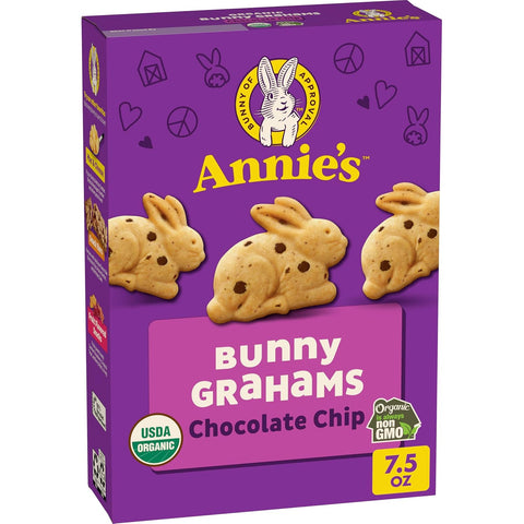 Annie's Organic Friends Bunny Grahams, Chocolate Chip, Chocolate, and Honey Baked Graham Snacks, 11.25 oz