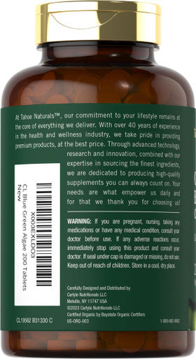 Carlyle Chlorella Blue Green Algae 500Mg | 200 Quick Release Capsules | Non-Gmo, Gluten Free | Tahoe Naturals