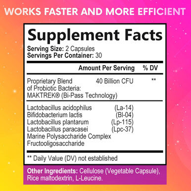 Built Nature Probiotics 40 Billion Cfu - 4 Diverse Strains + Prebiotic - Digestive & Gut Health - Supports Occasional Constipation, Diarrhea, Gas & Bloating - Probiotics For Women & Men - 60 Capsule