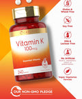 Carlyle Vitamin K 100 mcg | 240 Tablets | Vegetarian Non-GMO Gluten | Vitamin K Supplement
