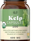 Complete Natural Products Raw Sea Kelp Powder Supplement 600mg Capsules 100 Pills Powdered Raw Seaweed and Thyroid Support Supplement
