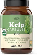 Complete Natural Products Raw Sea Kelp Powder Supplement 600mg Capsules 100 Pills Powdered Raw Seaweed and Thyroid Support Supplement