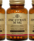 Solgar Zinc Citrate 30 Mg 100 Vegetable Capsules (1 Pack Of 3 Bottles)