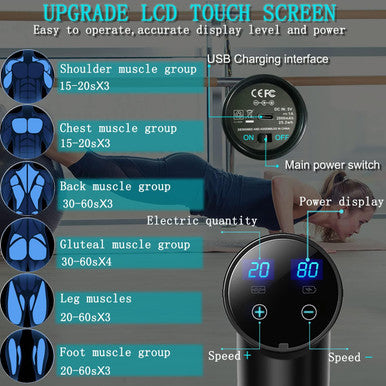Massage Gun Deep Tissue,Percussion Massager Gun For Athletes Muscle Massage Gun For Pain Relief With 10 Massage Heads & 20 Speeds (Matte Black)