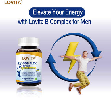 Lovita Timed-Release B Complex For Men 8-Hour Energy & Nutrient Metabolism Support With 10 Vitamin Bs, Vegetarian Tablets (60 Count)