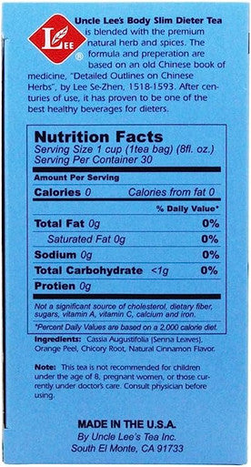 Body Slim Dieter Tea- Cinnamon 30 Bag By Uncle Lees Teas