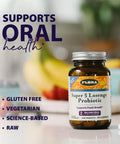 Flora Super 5 Lozenge Probiotic Raspberry Flavored Oral Probiotic Good for Bad Breath Five Strains with 2 Billion CFU Regain and Retain Gut Health RAW 60 Lozenges