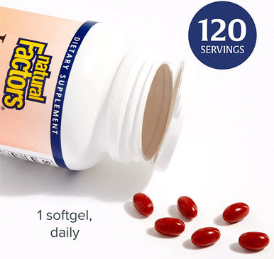 Natural Factors Lutein 20 mg Antioxidant Support for Healthy Eyes and Skin with Zeaxanthin 120 Softgels
