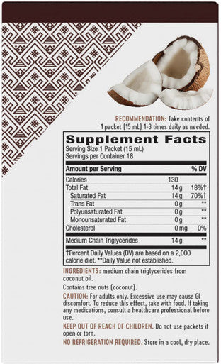 Nature's Way 100% Potency Pure Source MCT Oil from Coconut- On-The-Go Single-Serve Packets- Vegetarian, Gluten-Free, Flavorless, No Filler Oils, Hexane-Free, 0.5 Fl Oz (Pack of 18)