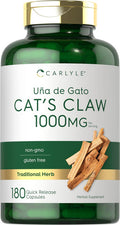 Carlyle Cat's Claw Capsules 1000mg | 180 Count | Uncaria Tomentosa | Non-GMO Gluten Supplement