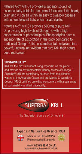 Natures Aid 500mg Krill Oil Capsules - Pack of 60 Capsules