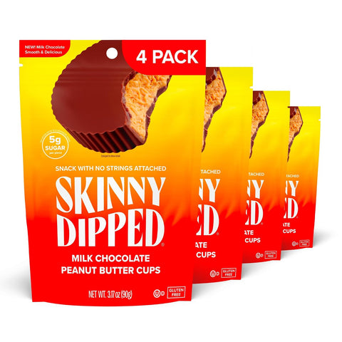 SkinnyDipped Dark Chocolate Coconut Almond Bites, Low Sugar Chocolate Coconut Bar, 3.17oz Resealable Bags, Pack of 4 (24 Bites Total)