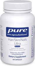 Pure Encapsulations Hair/Skin/Nails Ultra - Supplement For Collagen, Anti Aging, Keratin, Antioxidants, Skin Hydration, Hair, And Nails - With Biotin, Vitamin C, And More - 60 Capsules