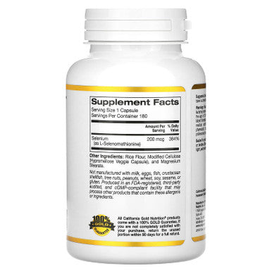 Selenium L Selenomethionine Essential Mineral 200 Mcg 180 Capsules