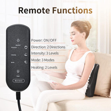 Boriwat Back Massager With Heat, Massagers For Neck And Back, 3D Kneading Massage Pillow For Back, Neck, Shoulder, Leg Pain Relief, Gifts For Men Women Mom Dad, Stress Relax At Home Office And Car