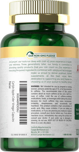Carlyle Apple Cider Vinegar Complex Capsules | 120 Pills | with Cayenne and Ginger | Non-GMO & Gluten Supplement