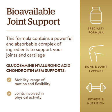 Solgar Glucosamine Hyaluronic Acid Chondroitin Msm 120 Tablets - Supports Healthy Joints & Range Of Motion & Flexibility - Extra Strength Shellfish Free - Non-Gmo Gluten Free - 40 Servings