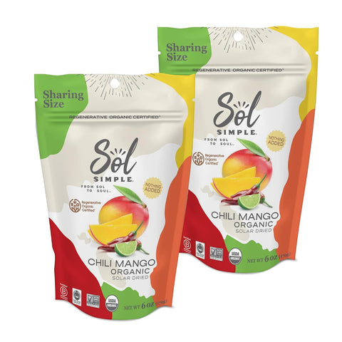 SOL SIMPLE Regenerative Organic Certified Ã‚Â® | Dried Chili Mango | Three Ingredients | Vegan | Non-GMO | No Added Sugar | Fair Trade | Dried Fruit | No Sugar Added | Organic