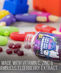 Elderberry Gummies for Kids Extra Strength Immune Support Gummy with Vitamin C and Zinc - Tasty Natural Sambucus Berry Flavor - Best Children's Herbal Supplements - 60 Gummies