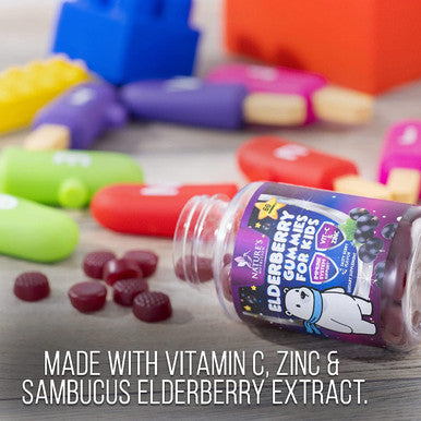 Elderberry Gummies for Kids Extra Strength Immune Support Gummy with Vitamin C and Zinc - Tasty Natural Sambucus Berry Flavor - Best Children's Herbal Supplements - 60 Gummies
