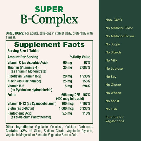 NatureS Bounty Super B Complex With Vitamin C and Folic Acid Immune and Energy Support 150 Tablets Pack Of 2