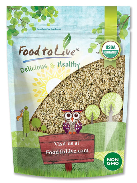 Food to Live Organic Hemp Seeds, 4 Pounds Ã¢â‚¬â€œ Non-GMO Raw Hearts, Hulled, Shelled, Kosher, Vegan, Bulk, Low Carb, Low Sodium, Good Source of Protein & Iron, Great for Oatmeal, Product of China