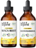 Wild & Organic Maca Root Tincture 4 Fl Oz & Ashwagandha Tincture 4 Fl Oz