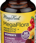 MegaFood Megaflora Probiotics For Women + Prebiotics - Probiotic With 14 Strains & 50 Billion Cfus - With Cranberry - Vegan & Non-Gmo - Made Without 9 Food Allergens - 60 Caps (30 Servings)